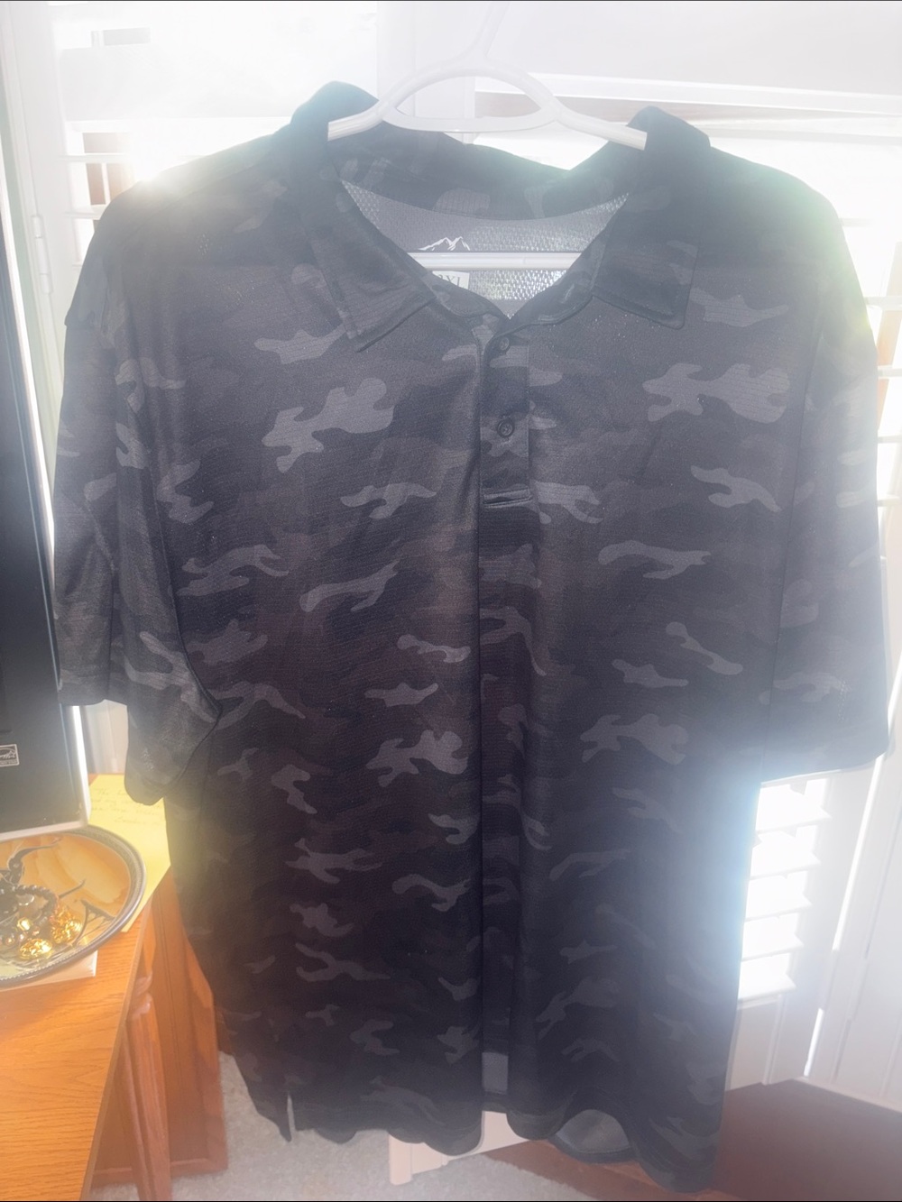Men's Black Camo Polo Shirt - Casual Performance Polo